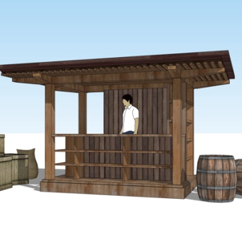中式廊架凉亭su模型