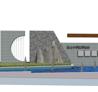 现代喷泉景观su模型
