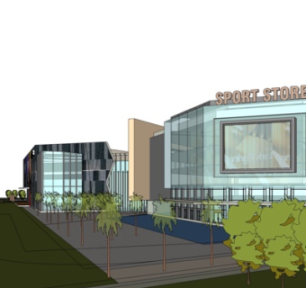 现代购物广场外观su模型