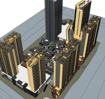欧式高层小区规划su模型