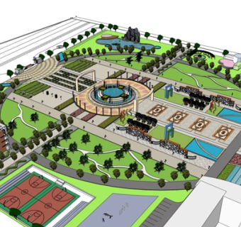 现代公园景观规划su模型