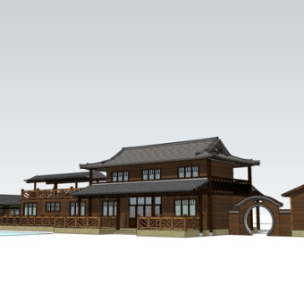 中式古建民房su模型