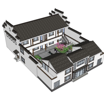 中式民房su模型