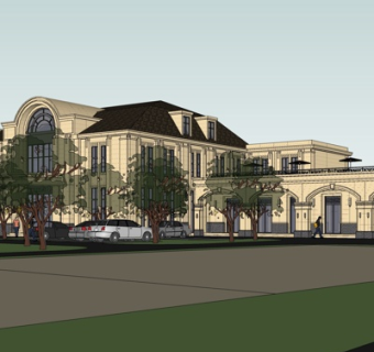 欧式会所外观su模型