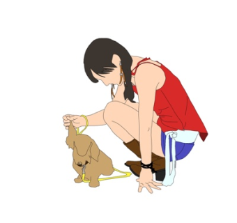 现代女士蹲姿su模型