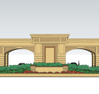 欧式公园入口su模型