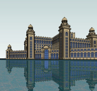 新古典酒店外观su模型