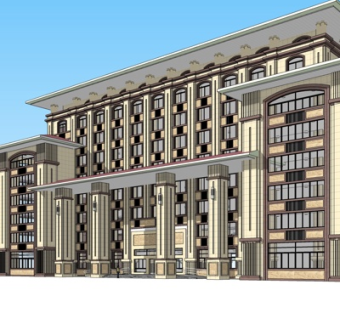 欧式酒店外观su模型