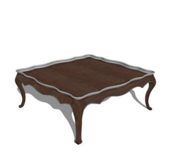 简欧实木茶几su模型