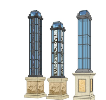 中式路灯su模型