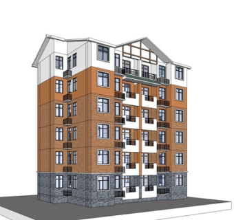 现代多层民房su模型