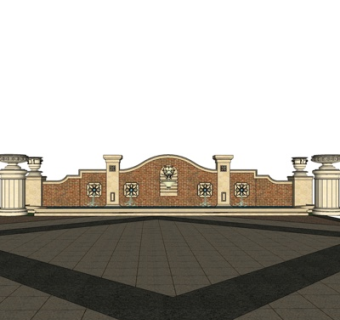 欧式庭院围墙su模型