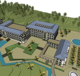 现代办公楼规划su模型