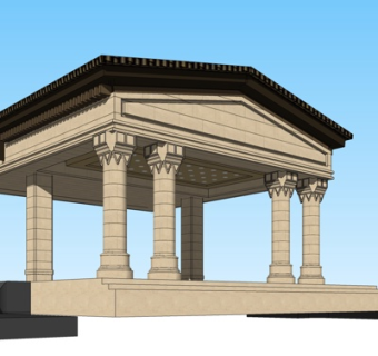 中式廊架凉亭su模型