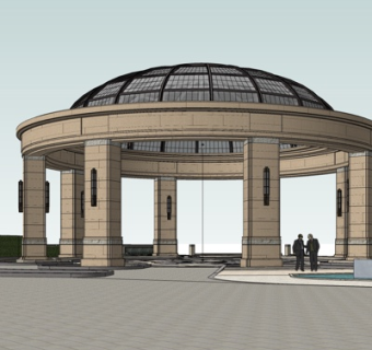 中式廊架凉亭su模型