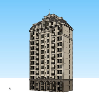 欧式高层公寓su模型