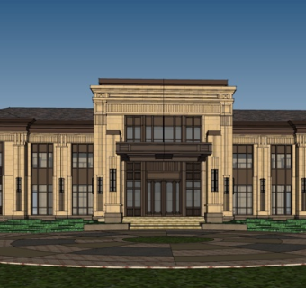 欧式会所外观su模型