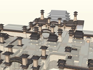 中式洛阳城规划su模型