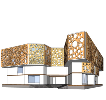 现代办公楼外观su模型