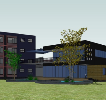 现代办公楼外观su模型