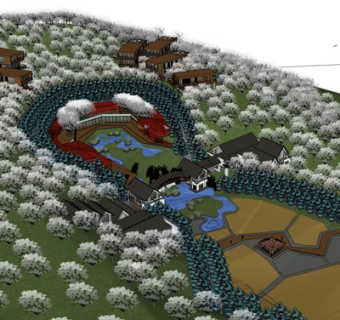 中式民房规划su模型