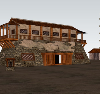 中式古建城楼su模型