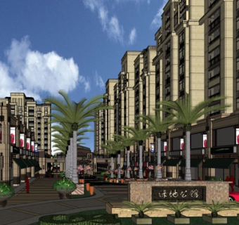 欧式商业街su模型