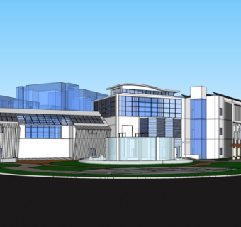 现代办公楼外观su模型