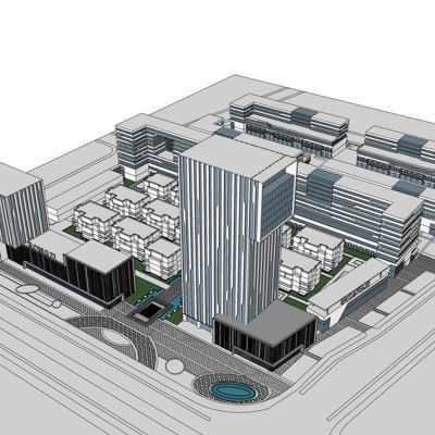 现代工业区规划su模型