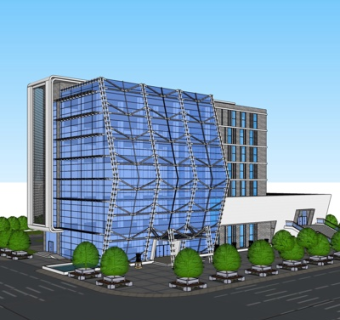 现代办公楼外观su模型