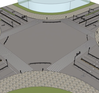 现代中心广场外观su模型