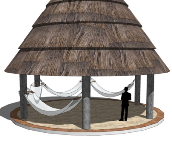 自然风凉亭su模型