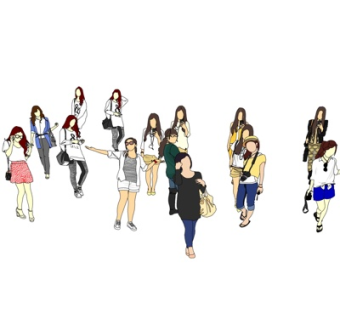 现代女士站姿su模型