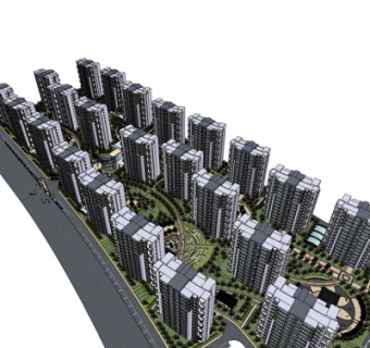 欧式高层住宅规划su模型