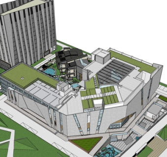 现代办公楼规划su模型