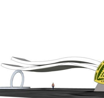 现代学校门头su模型