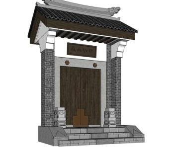 中式牌坊su模型