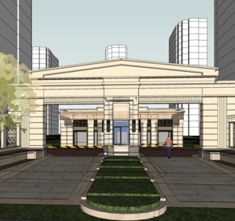 欧式办公入口su模型