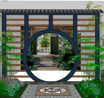 中式园林景观su模型