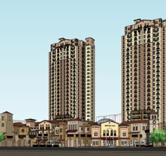 欧式高层住宅su模型