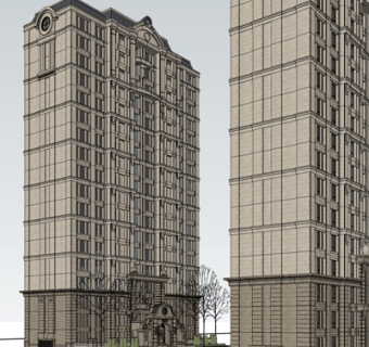 欧式高层公寓su模型