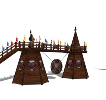 中式蒙古风瞭望台su模型