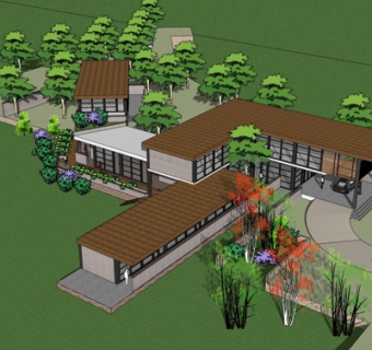 现代民房su模型