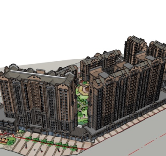 欧式高层住宅规划su模型