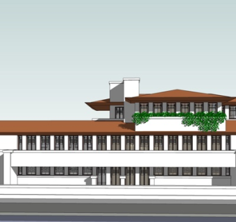 现代办公宿舍外观su模型