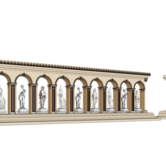 欧式雕塑景观墙su模型