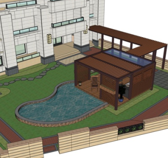 中式办公楼su模型