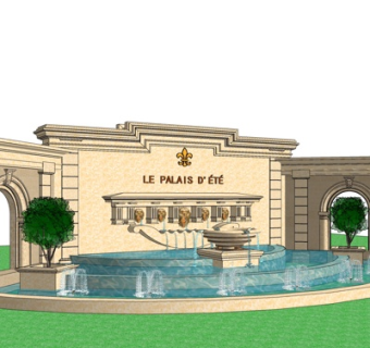 欧式景观墙su模型