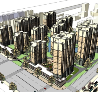 欧式公寓楼规划su模型