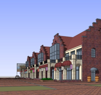 欧式沿街商业建筑su模型
